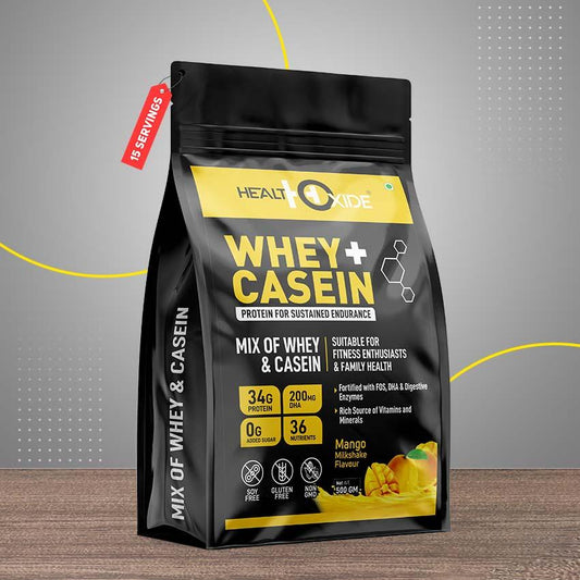 Healthoxide Whey + Casein Mango Flavor Protein Milkshake With Free Shaker