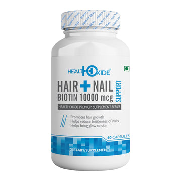 HealthOxide Hair + Nail Biotin 10000 mcg Supports Capsules