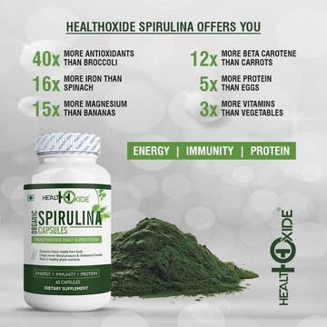 Healthoxide 100% Organic Spirulina Capsules