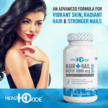 HealthOxide Hair + Nail Biotin 10000 mcg Supports Capsules
