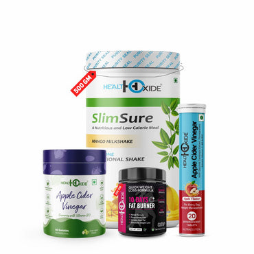 Power Pairs Weightloss Combo- ACV Gummies+ ACV Effervescent Tablet+ 10 Days Fat Burner+ Slimsure