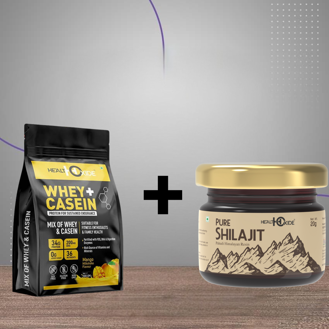 HealthOxide Whey + Casein Protein  & Pure Shilajit Combo