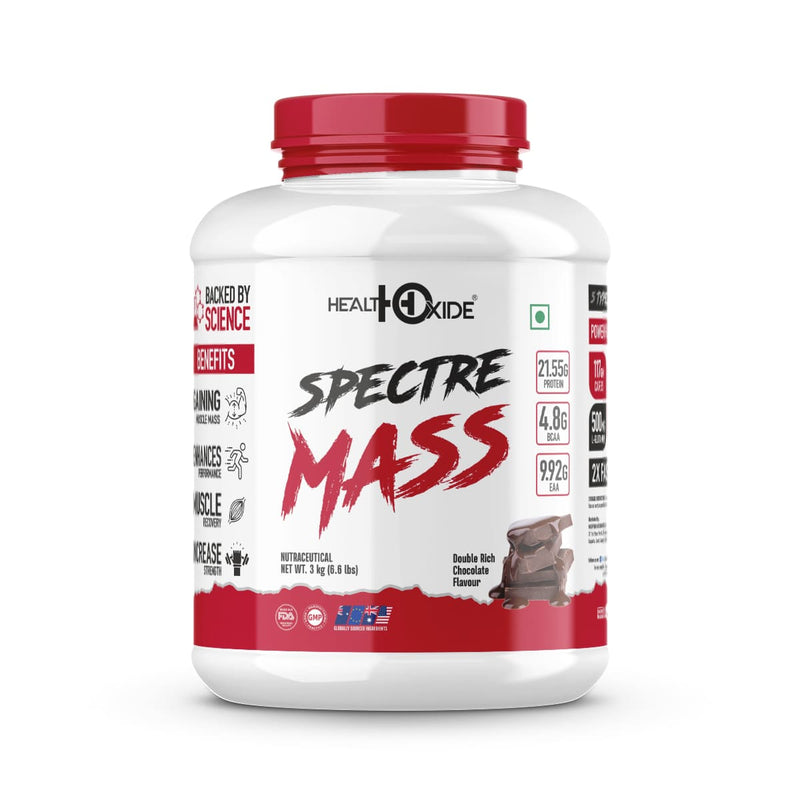 Healthoxide Spectre Mass (21.55g protein) Powder, Gaining Muscle Mass, Muscle Recovery, Double Rich Chocolate (3kg)