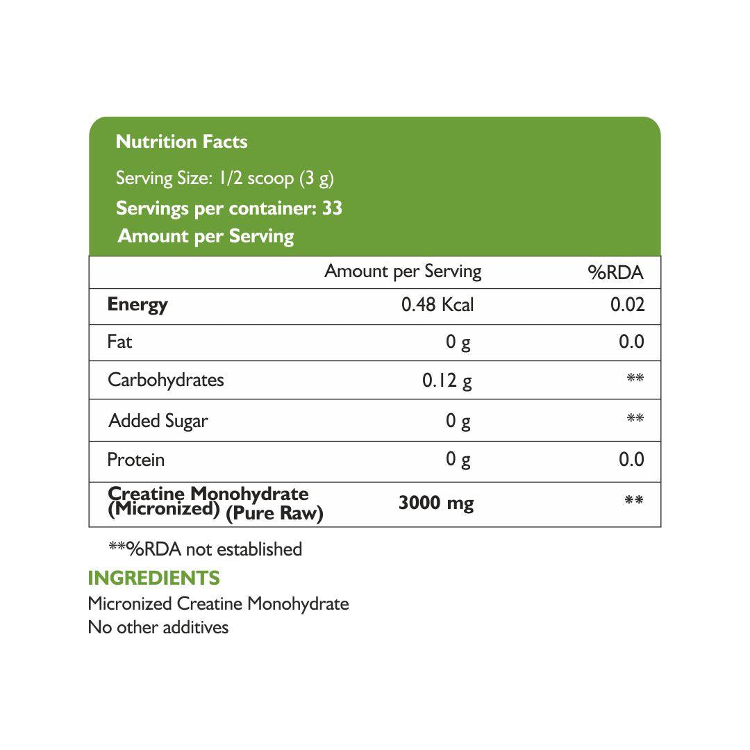Healthoxide Pure Raw Creatine, Unflavored (100gm)