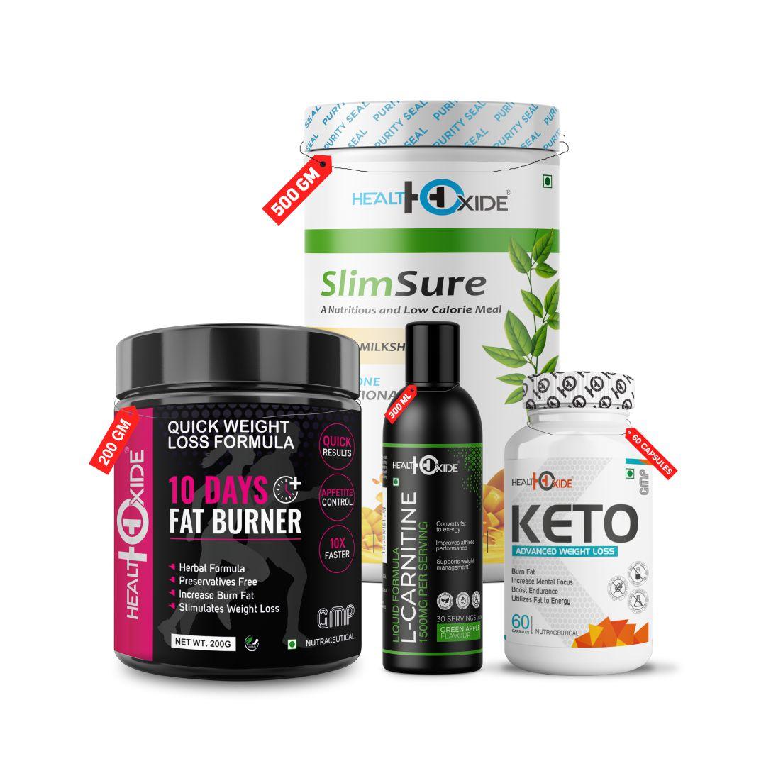 Weightloss combo - 10 days fat burner+ slimsure+ keto capsules+ carnitine liquide