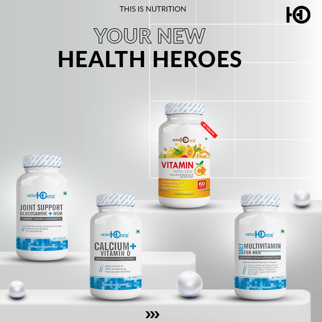 Buy Healthoxide Multivitamin For Men and Get Healthoxide Calcium + Joint Support + Vitamin C Regular