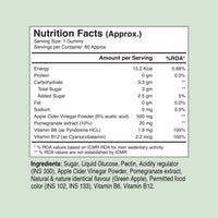 Healthoxide Apple cider vinegar gummies with vitamin B12 for weight loss/ green apple flavoured/ 60 gummies