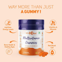 Healthoxide multivitamin gummies with vitamin A, C, D ,E, B5 & Zinc, Orange flavoured, 60 gummies