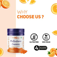 Healthoxide multivitamin gummies with vitamin A, C, D ,E, B5 & Zinc, Orange flavoured, 60 gummies
