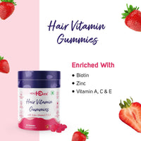 Healthoxide Hair vitamin gummies for shinier hair & nails/ enriched with biotin, vitamin C,E & A/ strawberry flavoured/ 60 gummies