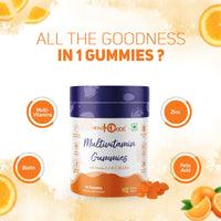 Healthoxide multivitamin gummies with vitamin A, C, D ,E, B5 & Zinc, Orange flavoured, 60 gummies