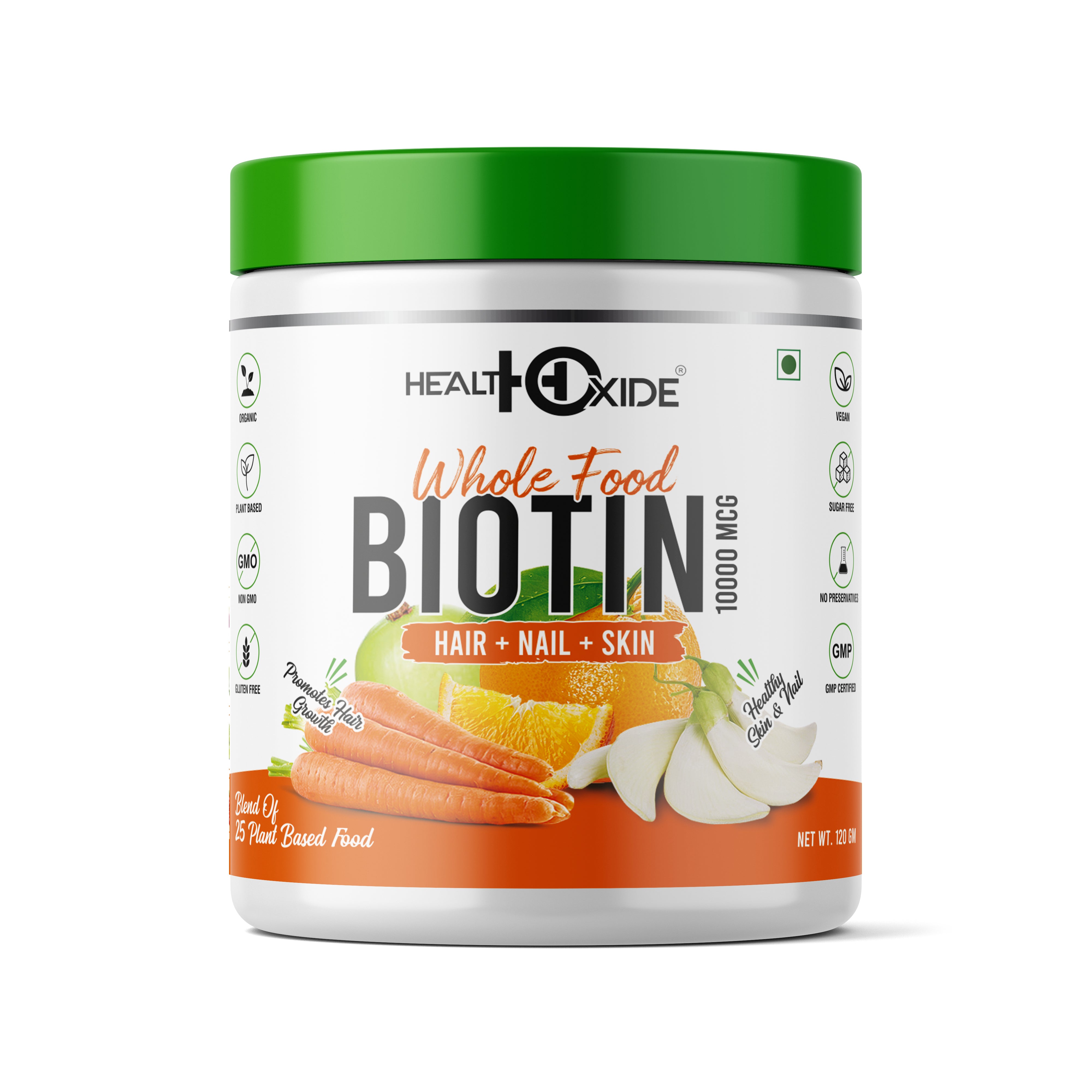 Healthoxide Whole Food Biotin for Healthy Hair, Nail, Skin,120g